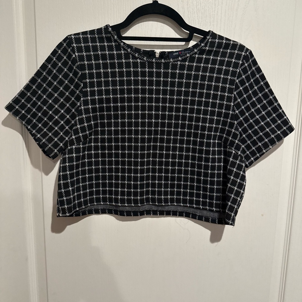 One Clothing Black and White Checkered Crop Top